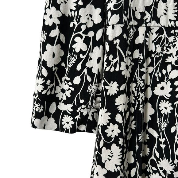 Motherhood Maternity Black White Floral Midi Wrap Dress Size Large Jersey - Picture 4 of 7